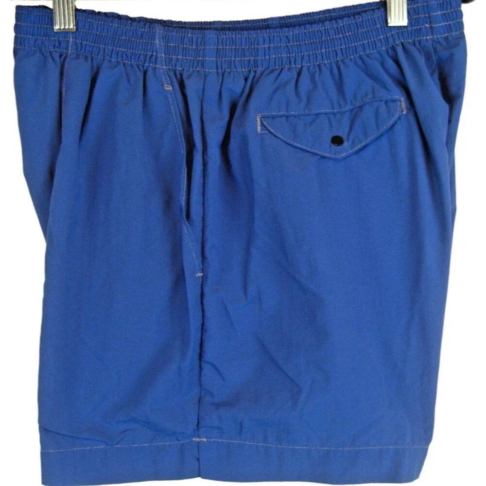 Mens Lands End Blue Lined Nylon Swim Board Shorts sz Lx4